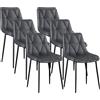 Clevich Sedie da pranzo fino a 200 kg, in poliuretano, gambe in metallo, stabili, confortevoli, facili da montare, 81 x 57 x 50 cm (grigio, 6 pezzi)
