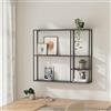 [en.casa] Scaffale da Parete con Scomparti Aperti Scaffale Pensile in Acciaio Mensola da Muro Libreria da Parete Stile Industriale 90 x 100 x 18 cm - Nero, opaco