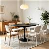AuraFurn Tavolo da pranzo a tulipani allungabile, 100 - 130 cm, tavolo rotondo/ovale, in MDF per 2 - 6 persone, altezza 80 cm, moderno tavolo da pranzo per soggiorno, cucina, struttura in acciaio al