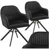 tectake® Set di 2 Sedie Girevoli in Velluto, Sedie Sala da Pranzo con Imbottitura, Sedie Moderne con Braccioli e Gambe in Acciaio, Ideali per Sala da Pranzo, Ufficio o Salotto - Nero/Nero