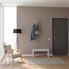 DecHome - Mobile Ingresso Appendiabiti con Panca in Bambù Dimensioni 80x30x180 cm colore Bianco e Legno