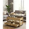 Amveya Tavolino Salotto Moderno Trasformabile, Tavolino da Salotto Moderno Legno, Tavolo Legno Trasformabile, Coffee Table con 1 ascensore e 2 cassetti (100 x 50 x 47.5cm)