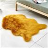 WEIDD Finta pelle di pecora in lana Tappeto finto pile moquette fluffy morbido lungo decorativo cuscino per sedia divano stuoia cammello giallo 40x60cm a forma