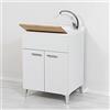Inbagno Lavatoio con Mobile 60x50, Vasca in Resina, già Montato Completo di ASSE strofinatoio e Kit Scarico