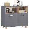 HOMCOM Mobile Bagno Moderno con Vani Aperti e Armadietto a 2 Ante, Mobiletto Bagno Salvaspazio con Maniglie in Lega di Alluminio, 80x35x70 cm, Grigio