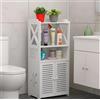 Generico Mobiletto da Bagno Salvaspazio con Anta, 90x40x25 cm, Armadietto Bianco Impermeabile, Organizer Multiuso in Legno Plastico