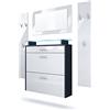 Vladon Malea Hallway Storage Set, Set da Ingresso con 1 scarpiera a Muro, 1 Specchio a Muro e 2 Pannelli Appendiabiti, Antracite/Bianco Lucido