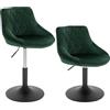 WOLTU Set di 2 Casa Sedia Alta per Cucina con Schienale in Velluto, senza Poggiapiedi, l'altezza può essere regolata tra 42-58 cm, Verde Scuro, BH242dgn-2