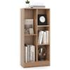 COSTWAY Libreria a 5 Cubi, Organizzatore di Stoccaggio Autoportante a 3 Livelli con 2 Kit Antiribaltamento, Mensola in Legno per Soggiorno Camera da Letto Ufficio, 50x24x104 cm (Naturale)