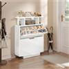 YITAHOME Scarpiera Salvaspazio Slim, Scarpiera Ingresso Lucido con 2 Ante a Ribalte, Scarpiera Armadio per 18 Paia di Scarpe con Ripiani Regolabili, per Corridoio e Soggiorno,80x24x106cm, Bianca