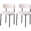 GrandCA HOME Set di 2 Sedie da Pranzo Sedie da Cucina Imbottite con Velluto Teddy, Sedie Moderne per Soggiorno, Cucina, Sala da Pranzo,Bianco