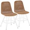 HOMN LIVING Confezione da 2 sedie da pranzo o da esterno Beth Bianco, in rattan sintetico, 44 ??cm (larghezza) 58 cm (profondità) 85 cm (altezza)
