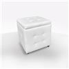 Bissolo Casa Panca Pouf Contenitore in Ecopelle Bianca 44x44xh45 cm - Salvaspazio con Seduta Imbottita, Design Moderno per Ingresso, Camera, Salotto