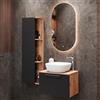 Planetmöbel Astra Set mobili bagno con mobile sottolavabo 60 cm, 1 armadio laterale rovere dorato antracite, senza lavabo da appoggio