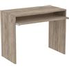 milani home - scrivania moderna 90 x 45 x 74 cm con porta tastiera, rovere grigio, per studio e ufficio