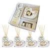 Regalami Rebalami.Shop Set 4 Bomboniere diffusore Piccolo Principe cm 8x8 a Forma di Cuore in Marmoresina Completo di Scatola, Essenza, Confetti, Nastro e bigliettino a Tema (4, Cuore)