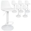 HUOLE Sgabello da Bar Moderno Sgabello Alto con schienale in Simipelle Sedia Alta da Cucina Regolabile Girevole (6pc-B bianco puro)