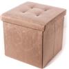 Tata Home Pouf Contenitore Velluto Puff Poggiapiedi Sgabello Pouffe Divano Salotto Vellutato Quadrato 38x38x38 cm Colore Beige