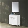 Inbagno Mobile Bagno a Terra 80 cm Due Ante Bianco Lucido con Specchio Reversibile 62x78 cm con Lampada a LED 30 cm