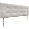 DHOME Testiera Capitone imbottita in similpelle o tessuto Acualine con gambe in legno di pino spessore 8 cm Testiere letto imbottite trapuntate Capitone (Similpelle Bianco Osso, 135 (120/135))