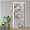 XWYDCF Store Adesivo Porta 3D 77 * 200Cm Fiori Bianchi Tridimensionali in Rilievo Murale Art Wallpaper Adesivi per Porte Poster in PVC Autoadesivo Smontabile Porta Casa Decorazione