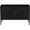 Lendo Online Mobile TV in Metallo - Lowboard Industriale - 100x40x65 cm - Mobile Porta TV per Soggiorno (Nero)