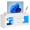 HOMCOM Mobile Porta TV da 55 con Luci LED a 12 Colori e Telecomando, Mobile da Salotto in Legno con Mensole in Vetro 120x40x50cm, Bianco
