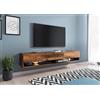 PIASKI - Lowboard A, Mobile TV da 180 cm, colore legno invecchiato, mobile sospeso per soggiorno (con illuminazione a LED)