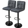 ML DESIGN modern living ML-Design Set di 2 Sgabelli da Bar Rivestimento in Ecopelle Antracite Sgabello Imbottito da Cucina Bistrot Regolabile in Altezza 63-83 cm Girevole a 360° Sedia Imbottito Alto con Schienale Poggiapiedi
