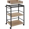 tectake® Carrello Portavivande - 65 x 41,5 x 87 cm - Carrello Cucina con Ruote, Vassoio Removibile, Struttura in Acciaio, Mobiletto Salvaspazio - Legno Industriale Chiaro, Rovere Sonoma