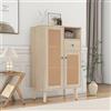 BENMWS Credenza effetto legno, 2 ante in rattan, 1 cassetto, mobile angolare, cassettiera, credenza con grande spazio, 60 x 100 cm