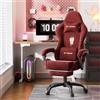 WoRaum Sedia da Gaming, Sedia da Ufficio Girevole con Supporto Lombare e Testa Regolabile, Braccioli e Poggiapiedi, Rivestimento in Tessuto Traspirante per PC Racing (Rosso)