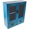 NUOBESTY Mobiletto Da Parete in Legno Vintage Blu Mobiletto Portaoggetti Con Doppia Armadietto Da Muro Salvaspazio Per Cucina E Casa Design Multifunzionale E Facile Install