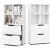 KOMFOTTEU Libreria Scaffale in Legno con 4 Cubi e 2 Cassetti, Libreria Chiusa con Dispositivo Antiribaltamento, Mobile per Soggiorno, Ufficio, Camera da Letto, 70 x 33,5 x 130 cm (Bianco)
