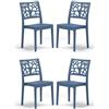 REDÒKASA Set 4 sedie in polipropilene TETI, MADE IN ITALY, impilabile, idrorepellente, resistenza raggi UV, design moderno albero della vita per sala da pranzo, cucina, bar, ristoranti, esterno (Petrolio, 4)