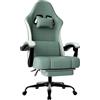 HOTOSYCH Sedia da Gaming Ergonomica con Molle Insacchettate e Poggiapiedi, Sedia Gamer con Supporto Lombare Regolabile, Sedie da Ufficio Schienale Regolabile 90-135°, Portata 150 Kg (Azzurro)