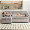 BNUZ Divano letto multi-funzionale con letto di archiviazione e pull-out, chaise longue interchangeable divano letto, divano sezionale con sedili di stoccaggio, divano modulare a forma di L, divano