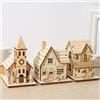 Generico 3 Pezzi Villaggio Natalizio | Casette Natalizie Luminose | LED Casette in Miniatura Natale | Decorazioni Legno Natale | Decorazione da Tavola per Le FESTIVITÀ Natalizie