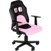 CLP Sedia ergonomica per bambini e ragazzi Fun, poltrona regolabile in altezza con rivestimento in ecopelle, braccioli rimovibili, Colore:nero/rosa