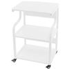 HIKUUER Tavolo per stampante a 3 livelli con ruote universali, 50 x 40 x 74,5 cm, in metallo, oltre 80 kg, per uffici domestici, uffici aziendali, sale di studio, spazi di stampa