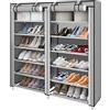LANTUS Armadio in Tessuto, Guardaroba, Appendiabiti, Ripiani Portaoggetti,con Asta per Abiti con Copertura, Capiente, per Borse, Giocattoli, Scarpe, Soggiorno, Camera da Letto, 120*30*110 cm - grigio chiaro