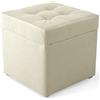 MG Design Pouf contenitore imbottito 45 × 45 cm Beige - capacità ca. 50 L, fino a 300 kg, struttura in legno massiccio, superficie opaca con trama fine, già montato e facile da pulire
