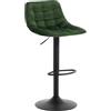 WOLTU Sgabello da Bar, Moderni Design Sgabelli Cucina con Schienale e Poggiapiedi, Regolabile e 360° Girevole, per Casa, Soggiorno, Sala da Pranzo, in Velluto, Verde Scuro