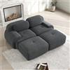 Bladez Divano letto moderno in tessuto a coste modulare con pouf ottomano, senza montaggio, divano imbottito Cloud con funzione di sonno, per soggiorno (grigio, 2 posti+2)