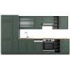 Vicco Cucina componibile Fame-Line, Verde-oro rustico/Antracite, 355 cm, PL Rovere, per la composizione personalizzata con moduli di espansione opzionali