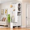 Rosebibi 85x33,5x200cm Guardaroba Compatto, Set di 2 Armadi, Armadio di Vetro Temperato per la Casa, Set di Guardaroba con Ingresso Bianco, Guardaroba con Scarpiera e Cuscini