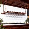Dernoing Porta Bicchieri e Bottiglie Sospesi Regolabile, Bicchiere portabottiglie da Soffitto e Metallo, Mensola Sospensione Portabottiglie per Sala da Pranzo/Home Bar/Cucina (BR, 120x30x(30-60) cm)