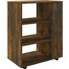 vidaXL Armadietto con Ruote Rovere Fumo 60x35x75 cm Legno Multistrato
