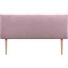 DHOME Testiera in ecopelle o tessuto Aqualine Liscia con gambe, testiera imbottita per letto di lusso (145 x 105 cm con gambe (letti 120/135/140), tessuto salmone)