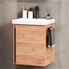 Planetmöbel lavabo con mobiletto 50 cm con rubinetto nero, set di mobili da bagno, sospeso, rovere oro